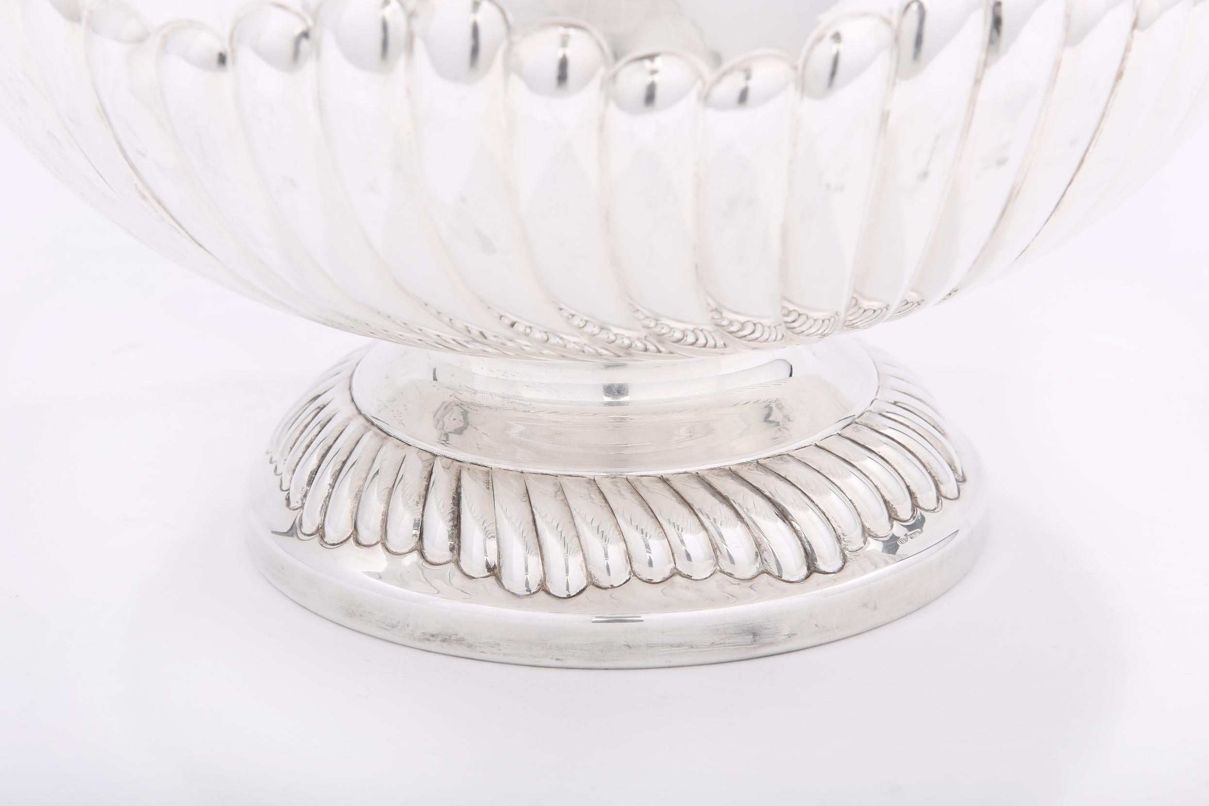 Italian Large Sterling Silver Centerpiece Bowl / Gold Interior For Sale