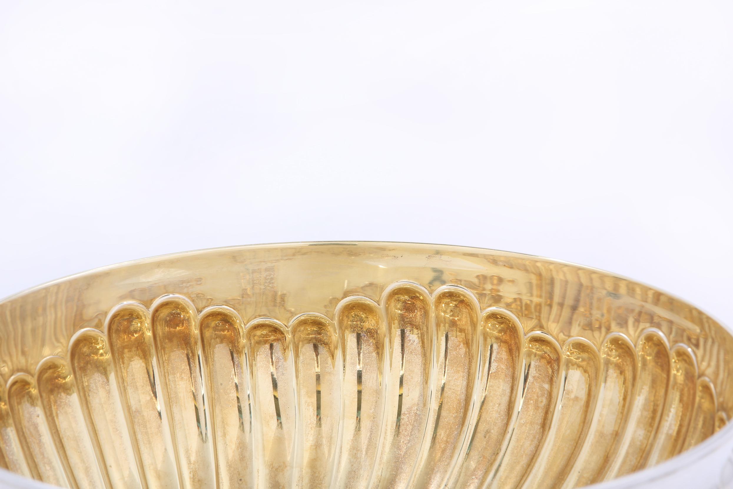 Gilt Large Sterling Silver Centerpiece Bowl / Gold Interior For Sale