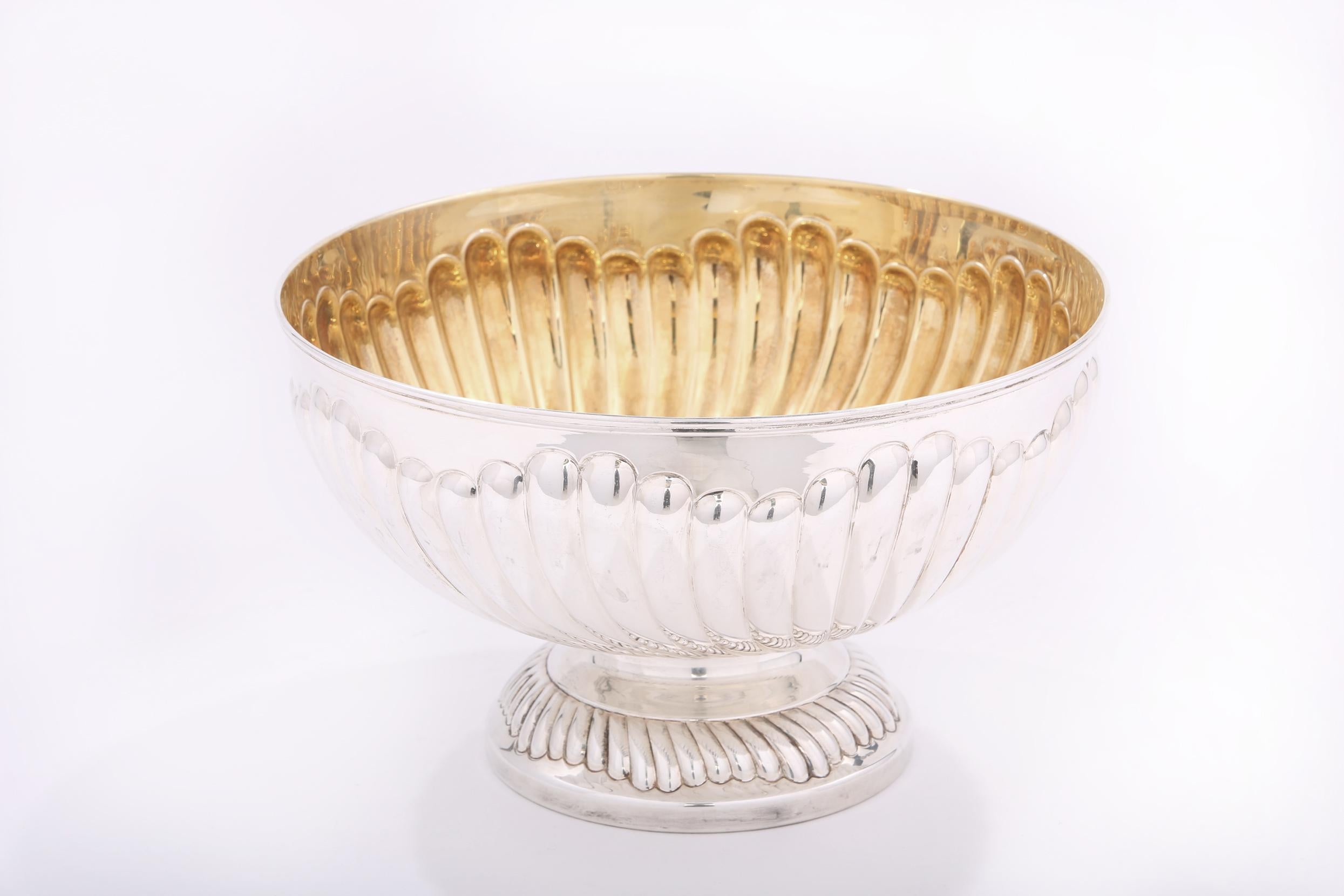 Large Sterling Silver Centerpiece Bowl / Gold Interior For Sale 1