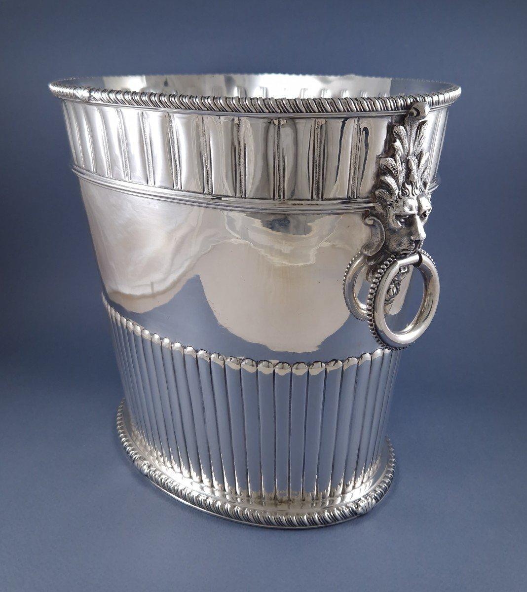 Italian Large Sterling Silver Champagne Bucket lions head