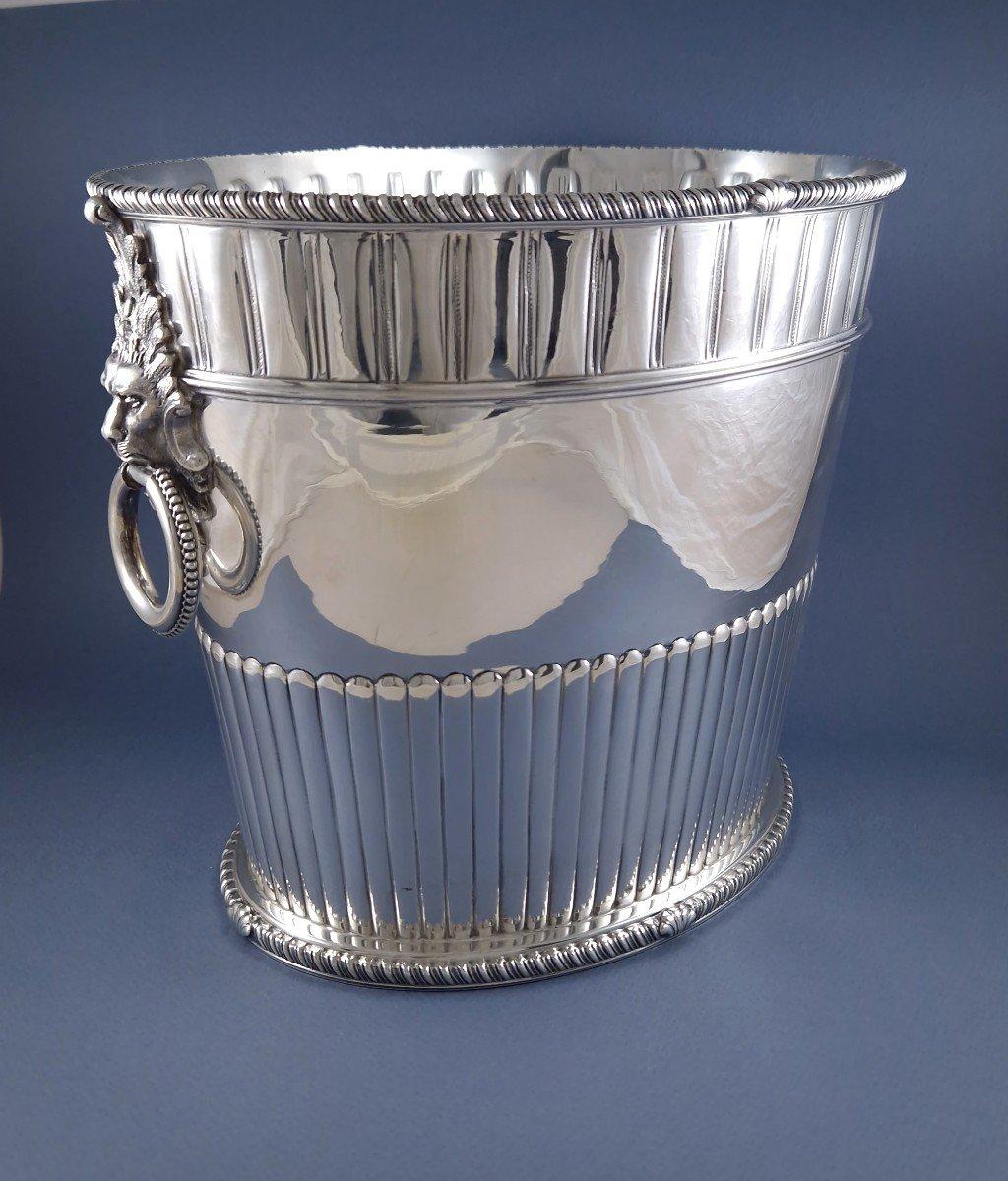 Large Sterling Silver Champagne Bucket lions head For Sale 2