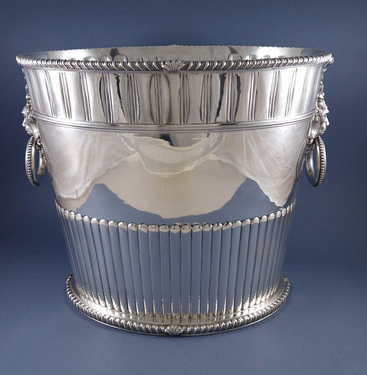 Large Sterling Silver Champagne Bucket lions head 2