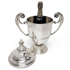 Large Sterling Silver Cup & Cover Lidded Trophy London England 1929 Wine Cooler