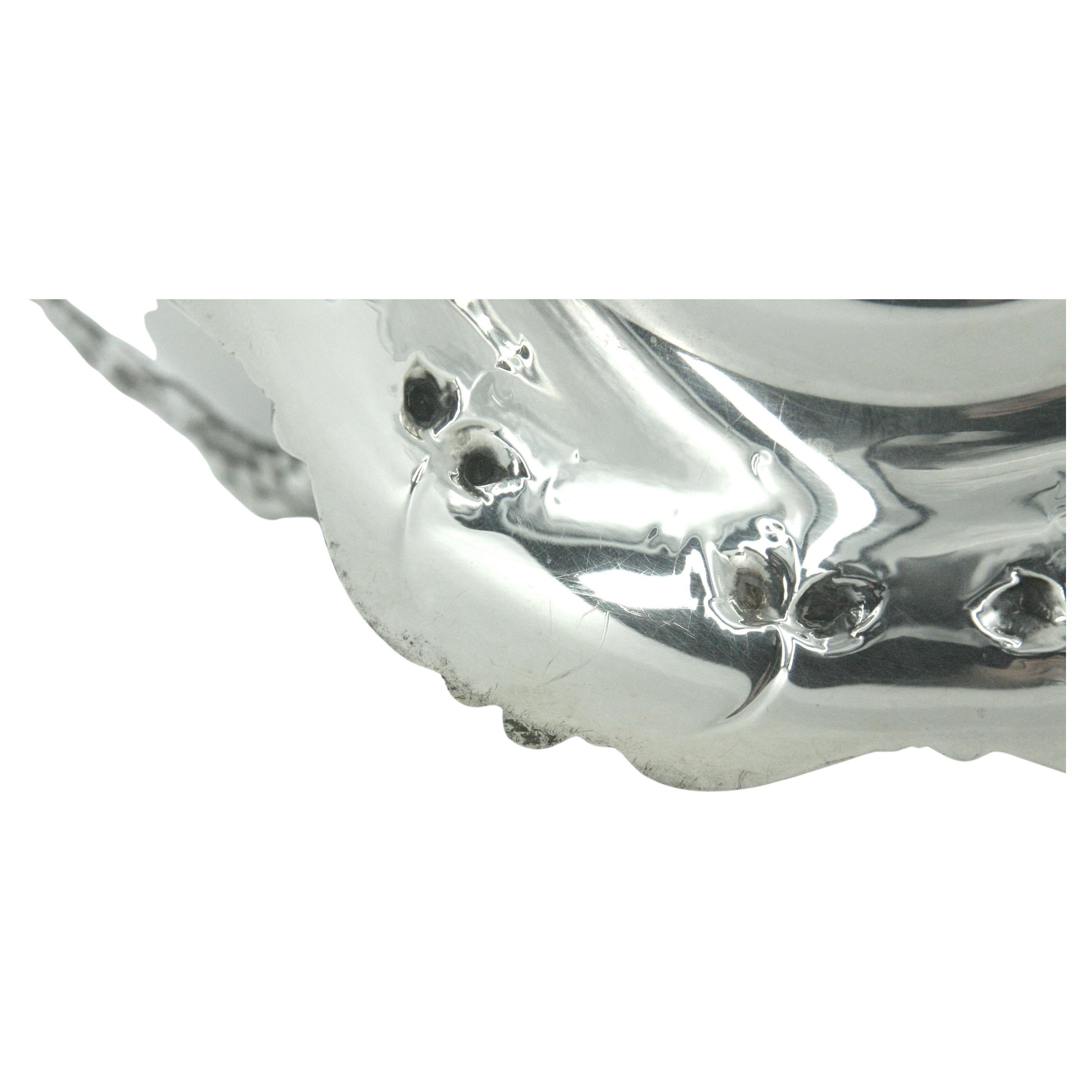 Large Sterling Silver Decorative Footed Bowl at 1stDibs