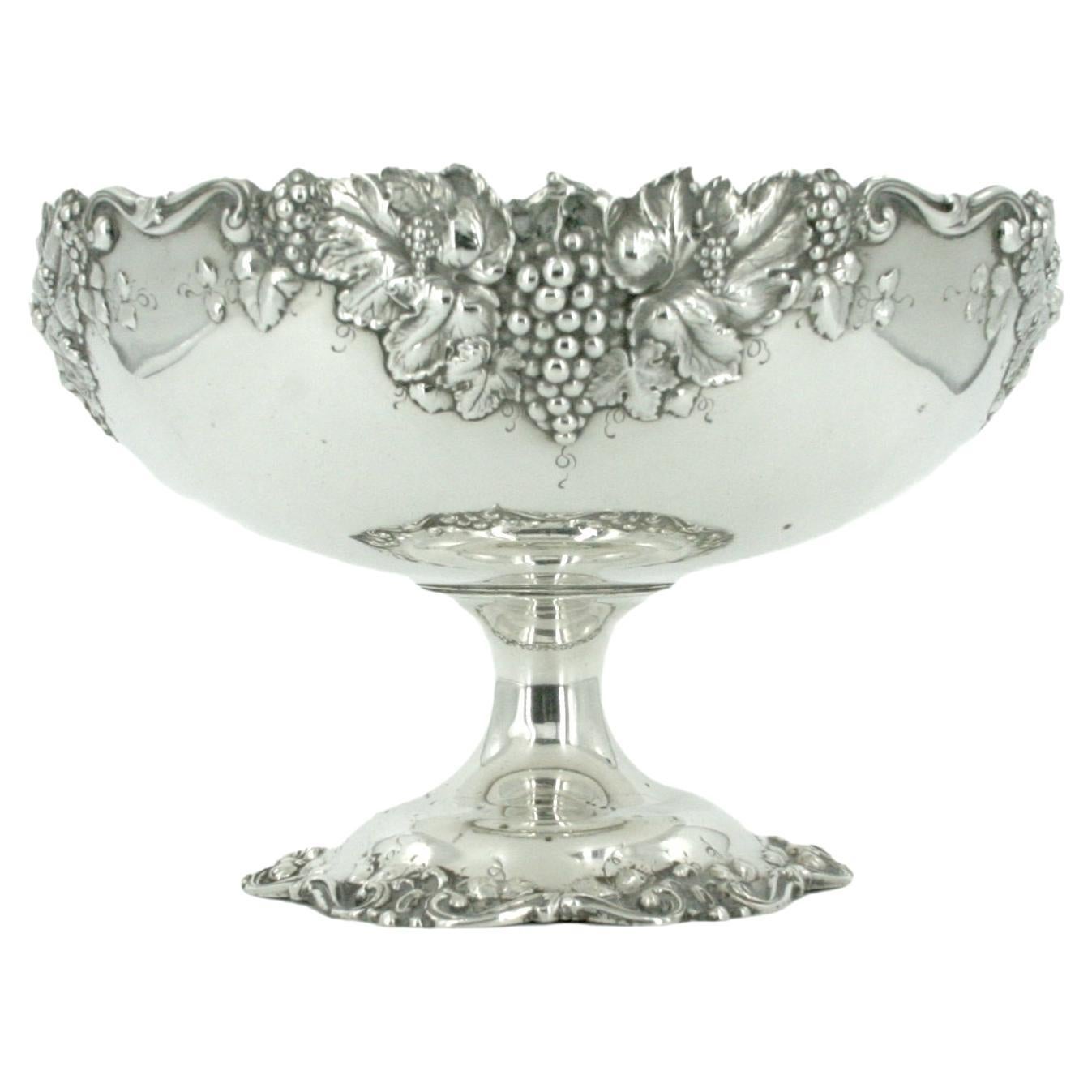 Large Sterling Silver Decorative Footed Bowl 9