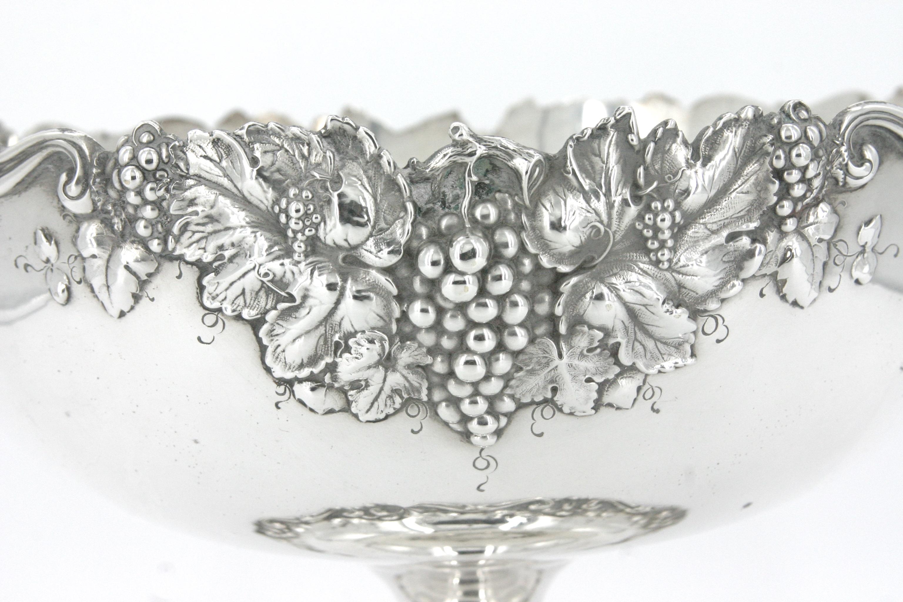 American Large Sterling Silver Decorative Footed Bowl