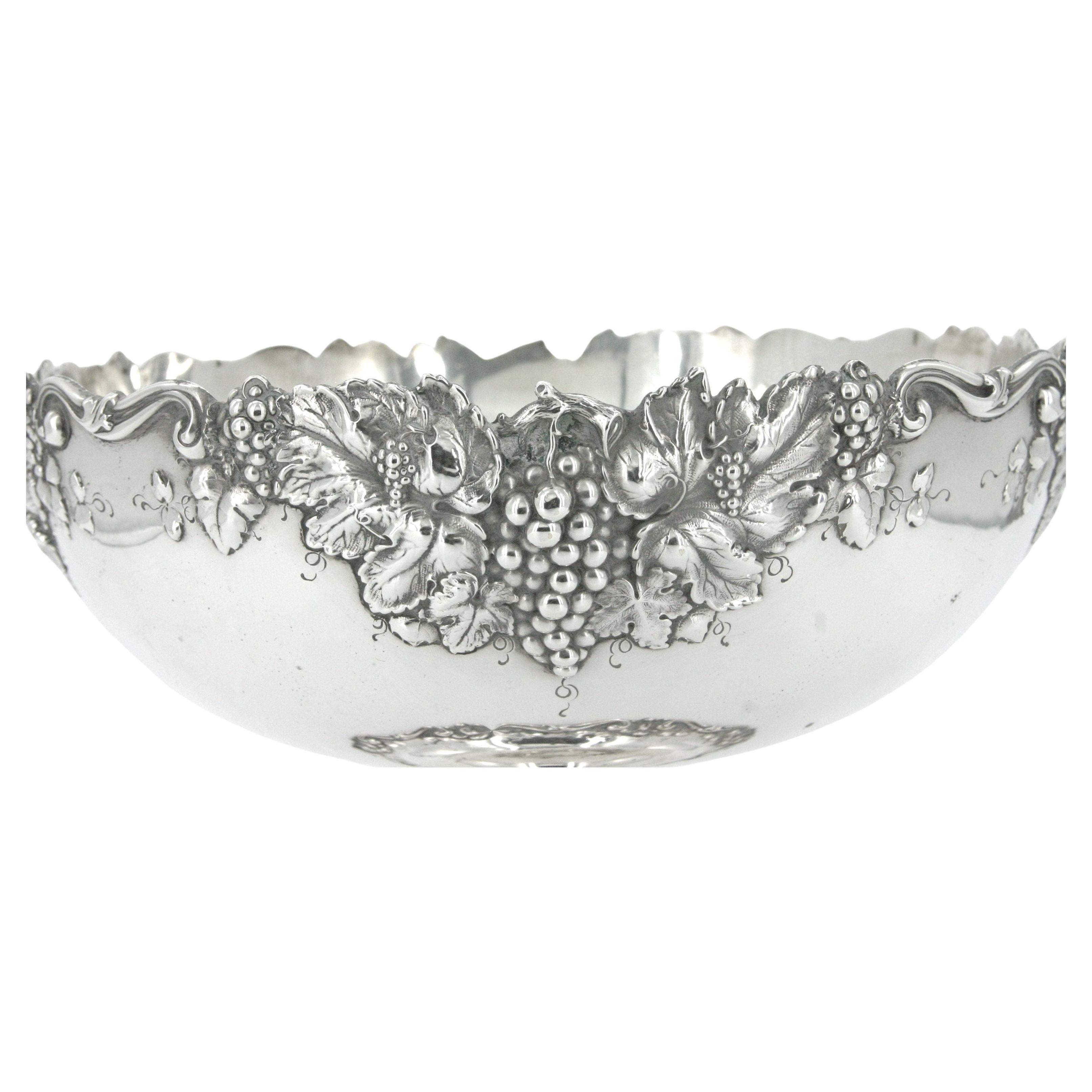 Mid-19th Century Large Sterling Silver Decorative Footed Bowl