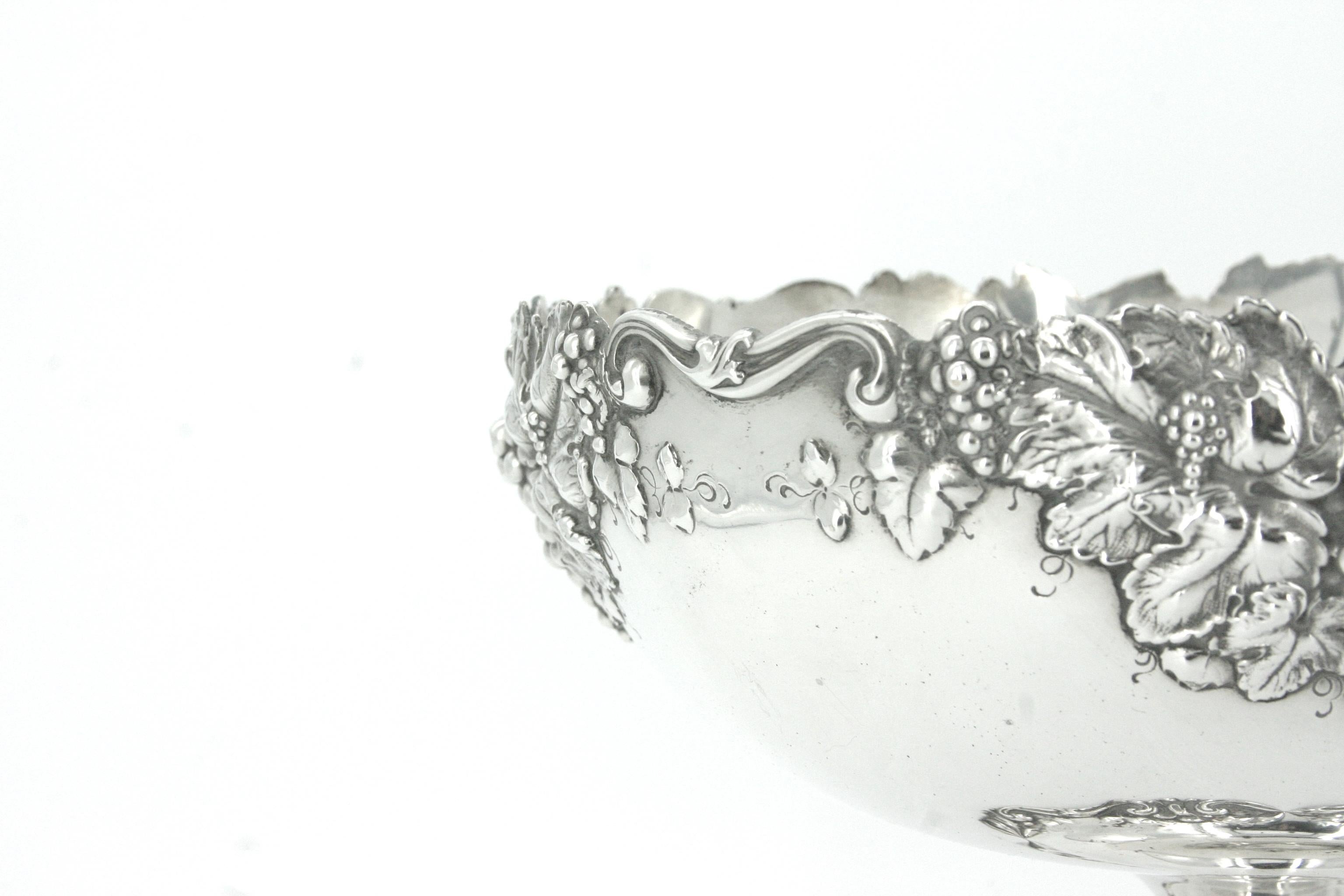 Large Sterling Silver Decorative Footed Bowl at 1stDibs