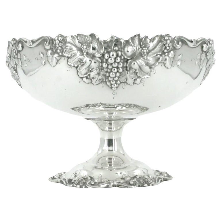 Large Sterling Silver Decorative Footed Bowl For Sale at 1stDibs