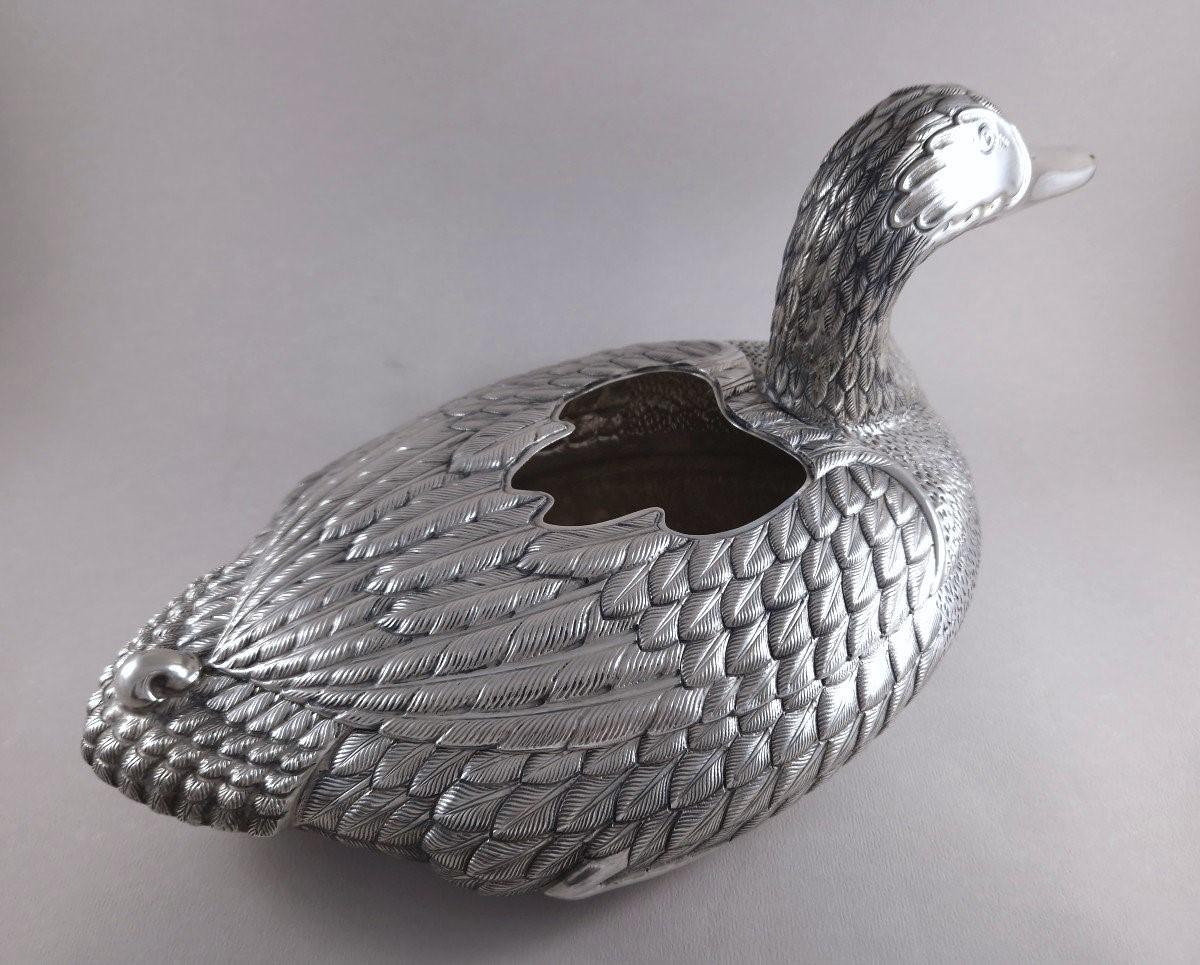 Large Sterling Silver Duck Planter Table center For Sale 1