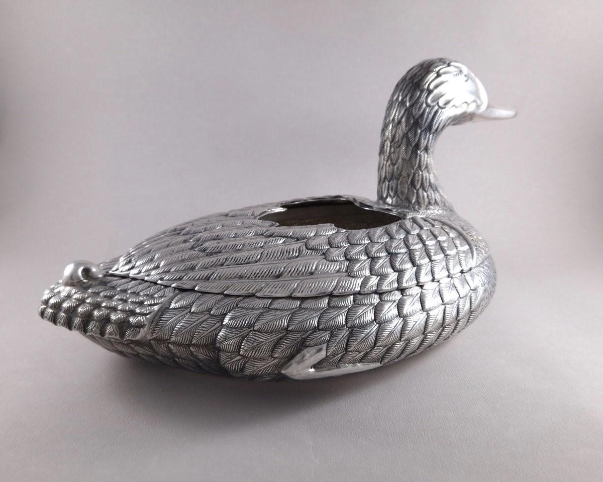Large Sterling Silver Duck Planter Table center For Sale 2