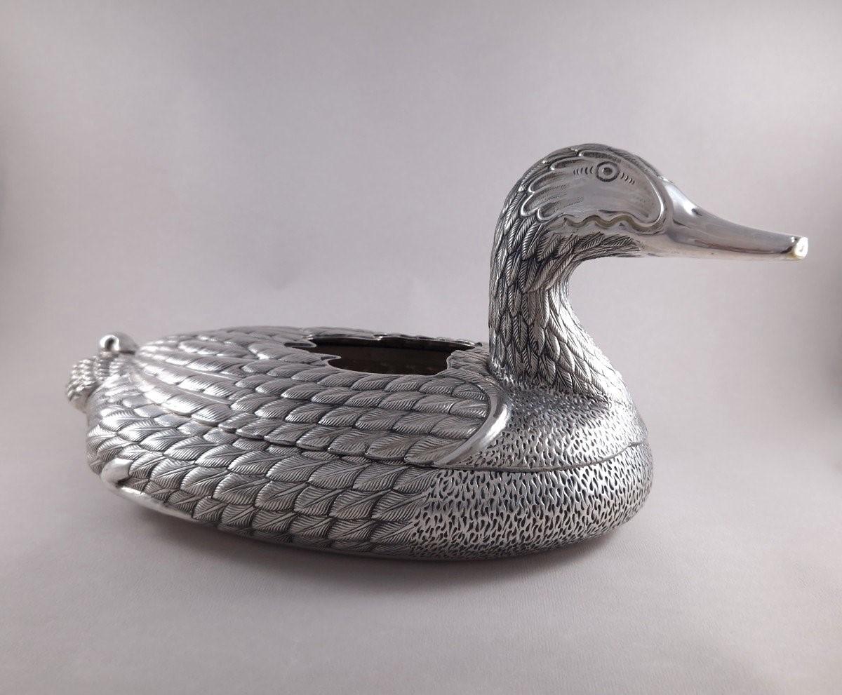Large Sterling Silver Duck Planter Table center For Sale 3