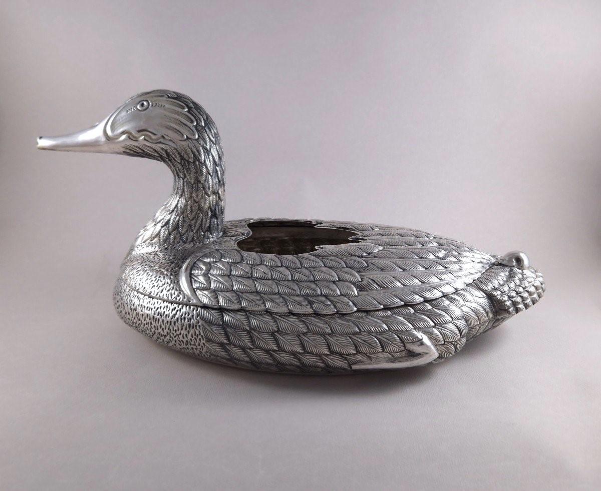 Large Sterling Silver Duck Planter Table center For Sale 4