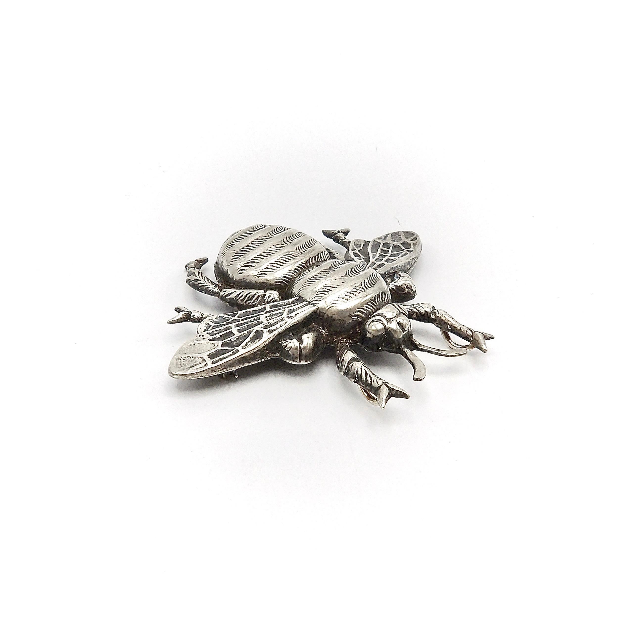 Modern Large Sterling Silver Fletch & Co. Bumblebee Brooch