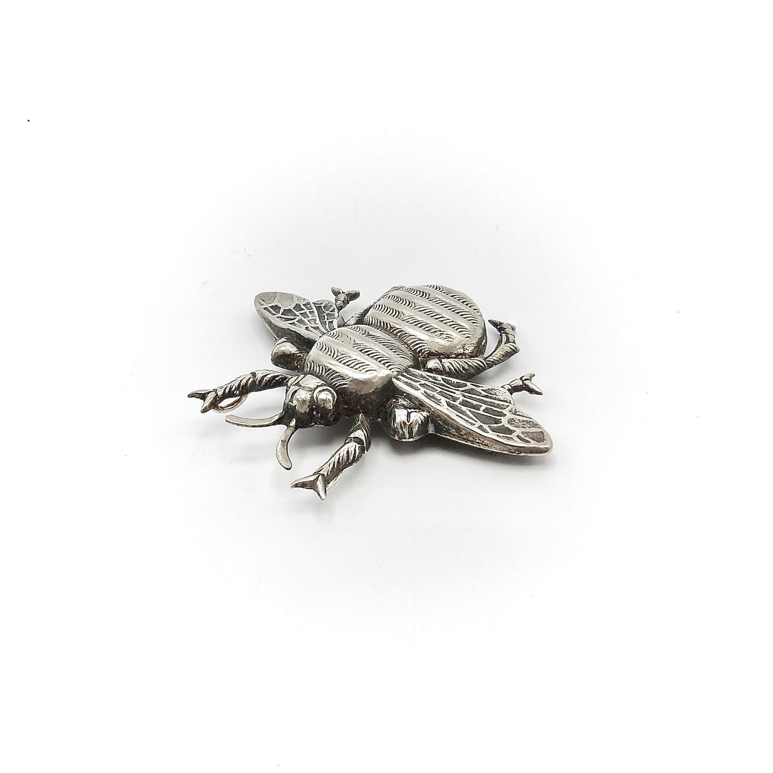 Women's or Men's Large Sterling Silver Fletch & Co. Bumblebee Brooch