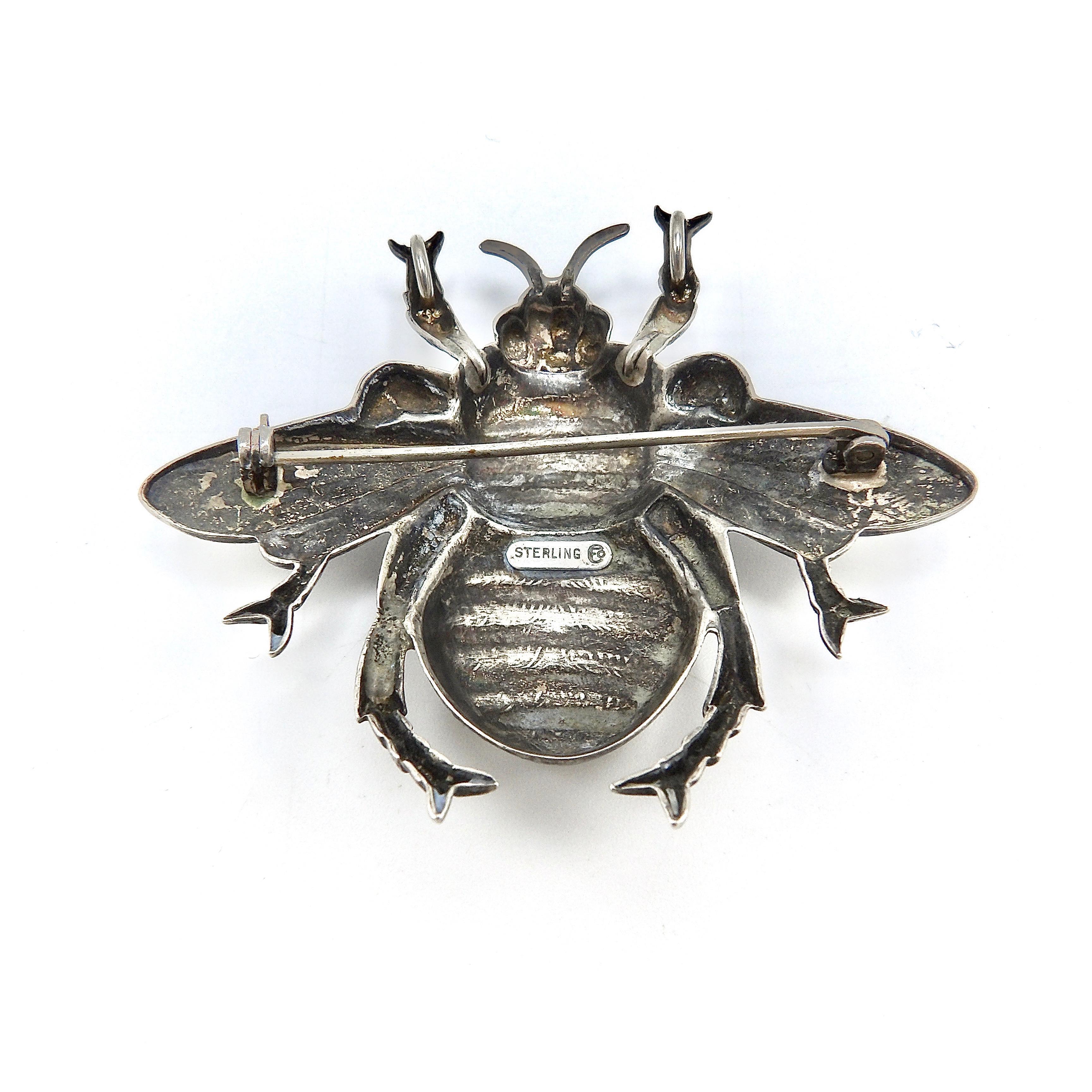 Large Sterling Silver Fletch & Co. Bumblebee Brooch 2
