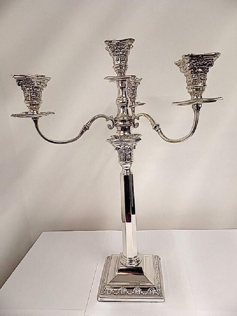 Grand chandelier George V à 4 Lights en argent par Morris Salkind, London 1934 Unisexe en vente