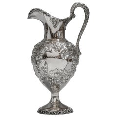 Large Sterling Silver Gilt Wine Pitcher, circa 1900