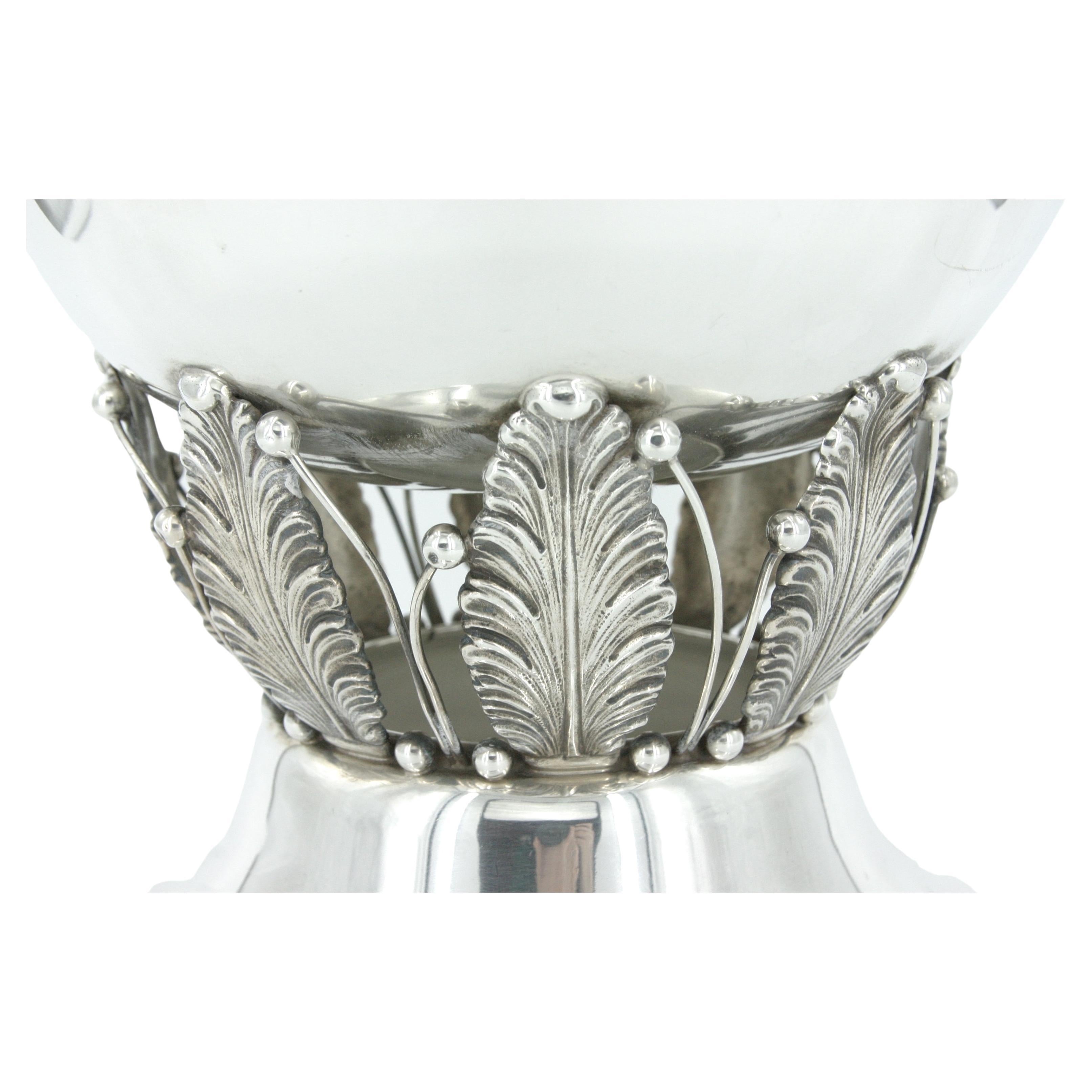 Large Sterling Silver Handled Punch Bowl For Sale 3