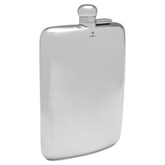 Antique Large Sterling Silver Hip Flask, Birmingham, 1928