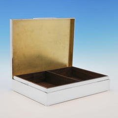 Large Sterling Silver Humidor or Cigar Box, London 1983 by Padgett & Braham