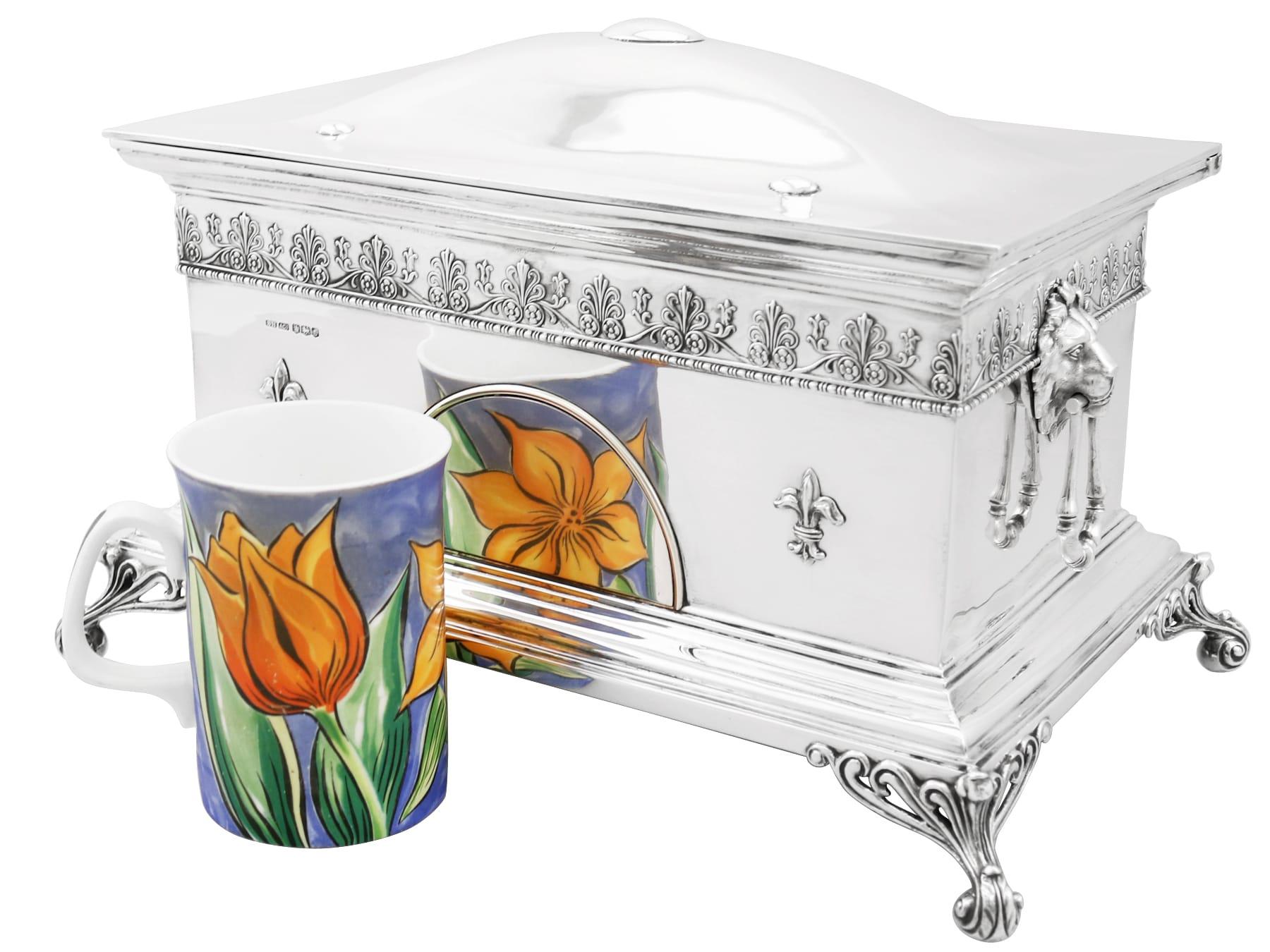 British Large Sterling Silver Jewellery Casket For Sale
