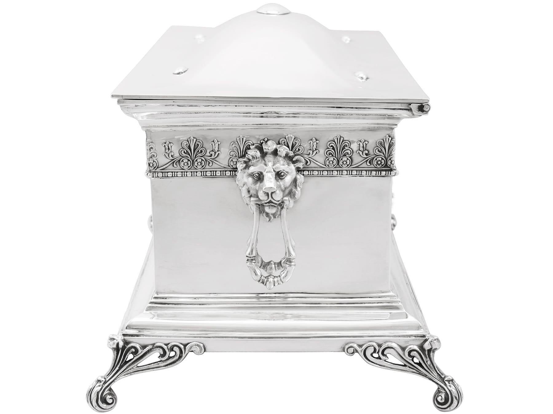 Mid-20th Century Large Sterling Silver Jewellery Casket For Sale