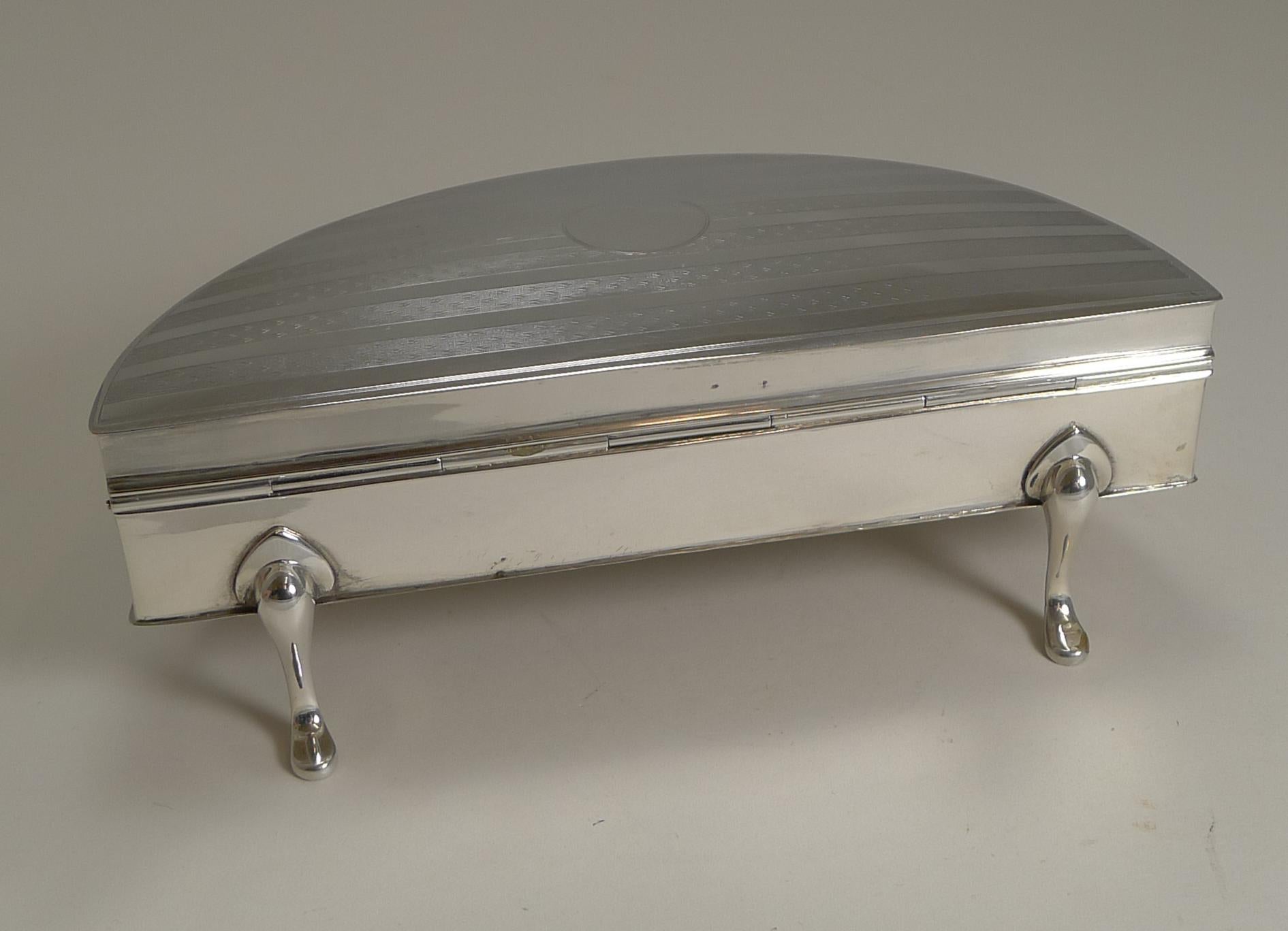 English Large Sterling Silver Jewelry Box by Charles S Green & Co.