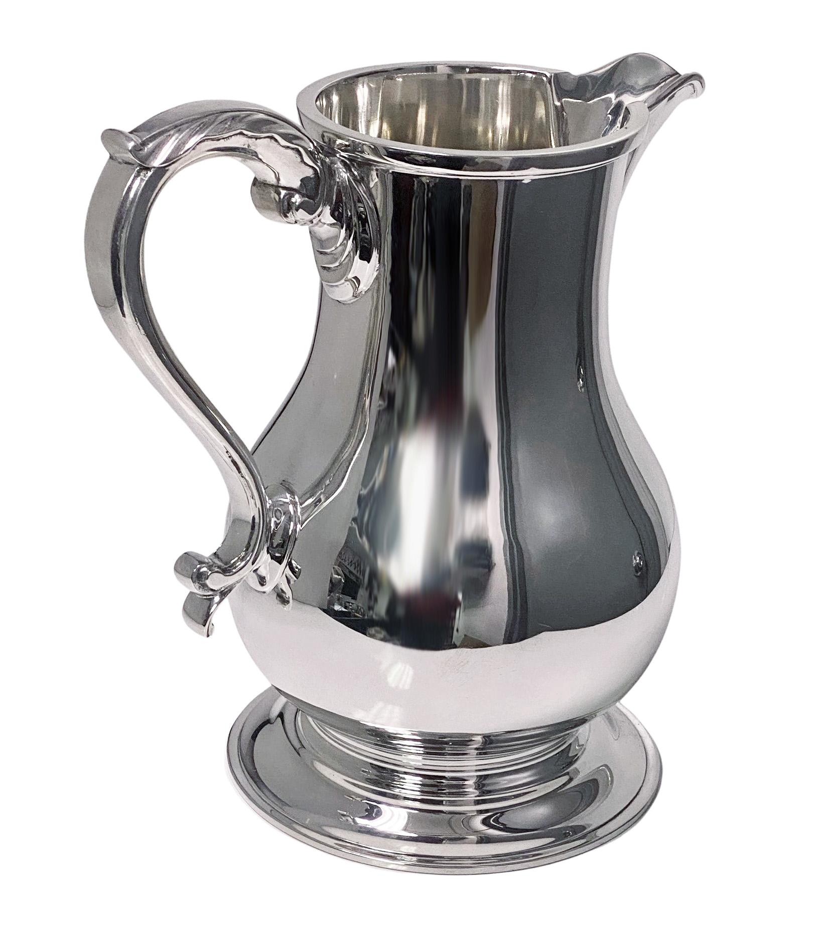 English Large Sterling Silver Jug Georgian Style London Wakely and Wheeler 36.25 Oz