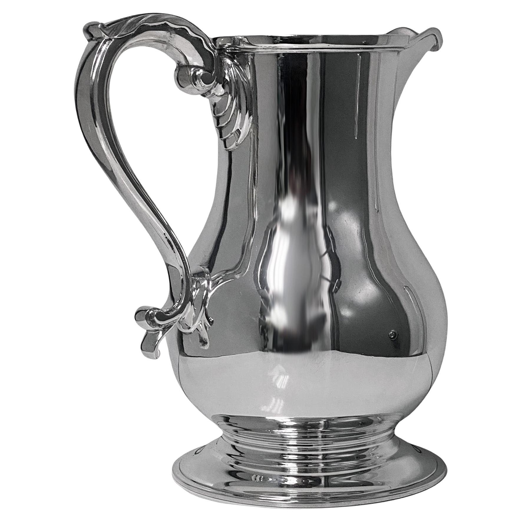 Large Sterling Silver Jug Georgian Style London Wakely and Wheeler 36.25 Oz