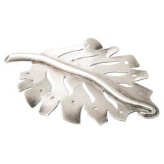 Large Sterling Silver Leaf Brooch c. 1940