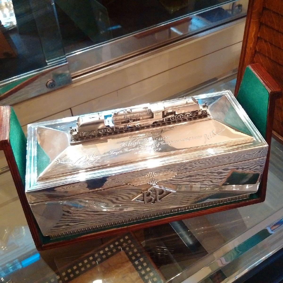 Large, Sterling Silver Locomotive Cigar Box, 1949 In Excellent Condition In London, GB