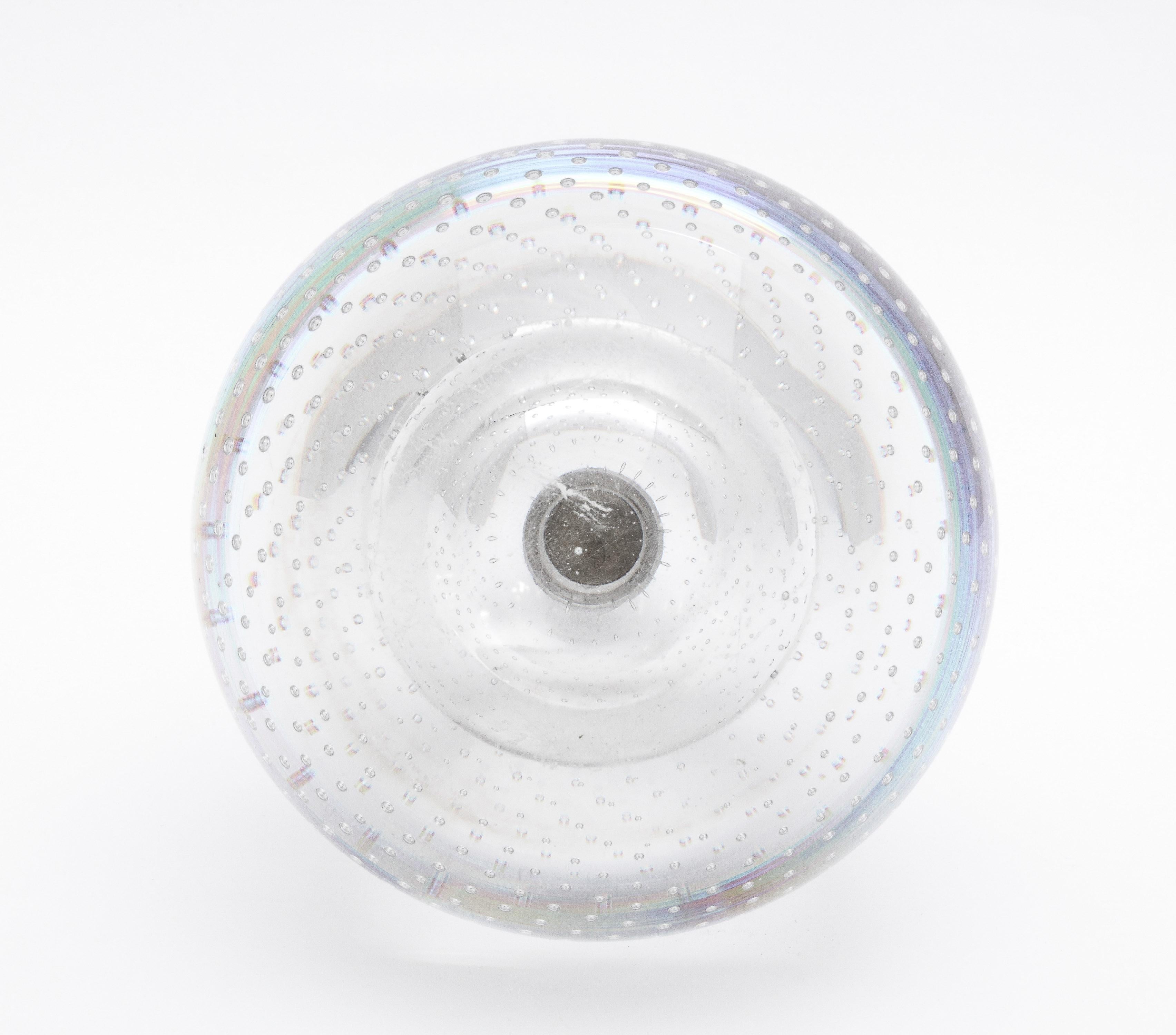 Grand encrier en cristal à bulles contrôlées monté sur argent sterling par Durgin en vente 5