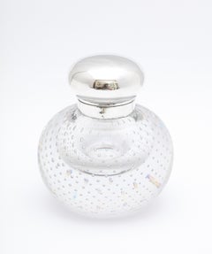 Großes, in Sterlingsilber gefasstes, kontrolliertes Kristall-Tintenfass mit Blasenform von Durgin