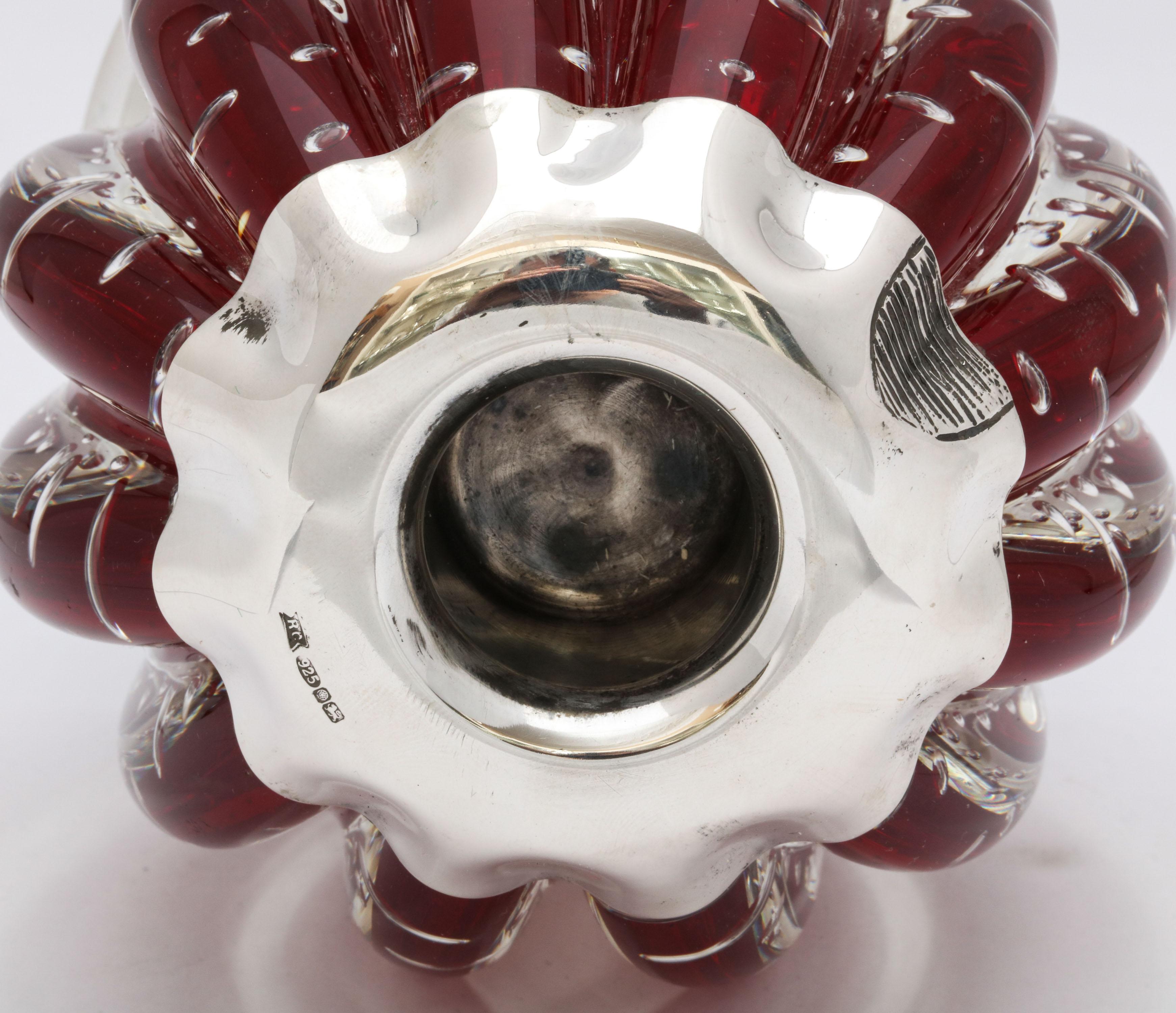 Large Sterling Silver-Mounted Controlled Bubbles Red Crystal Match Striker 4