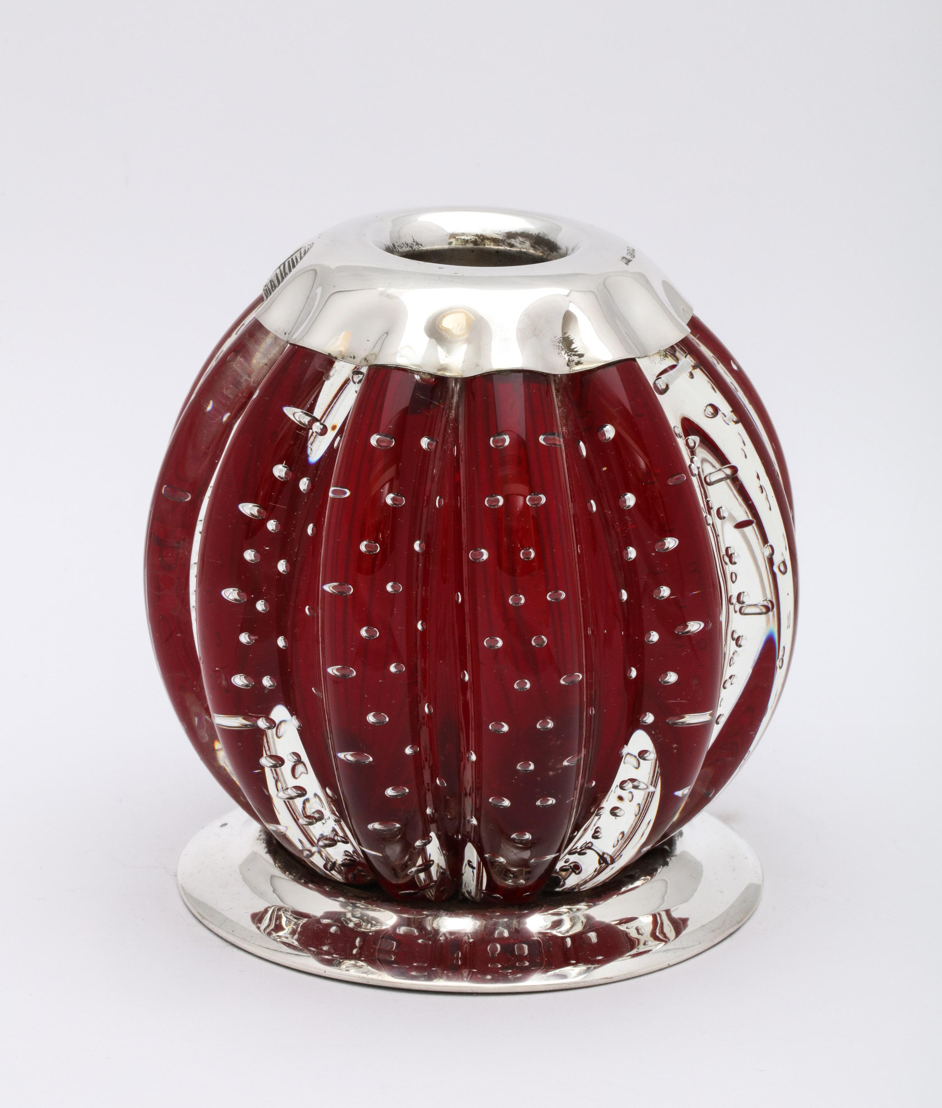 Large Sterling Silver-Mounted Controlled Bubbles Red Crystal Match Striker 2