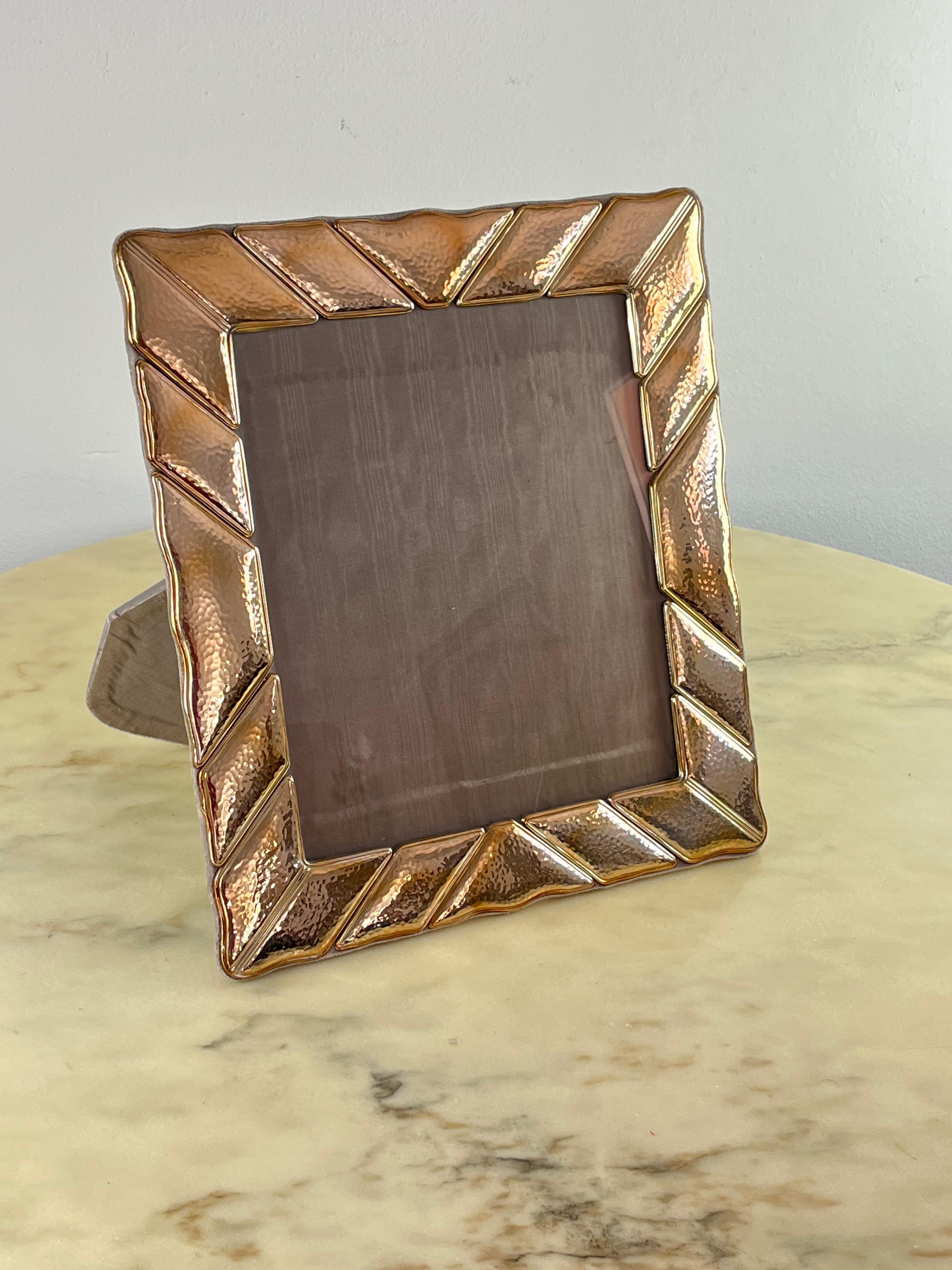 Italian Large Sterling Silver Photo Frame, Italy, 1980s For Sale