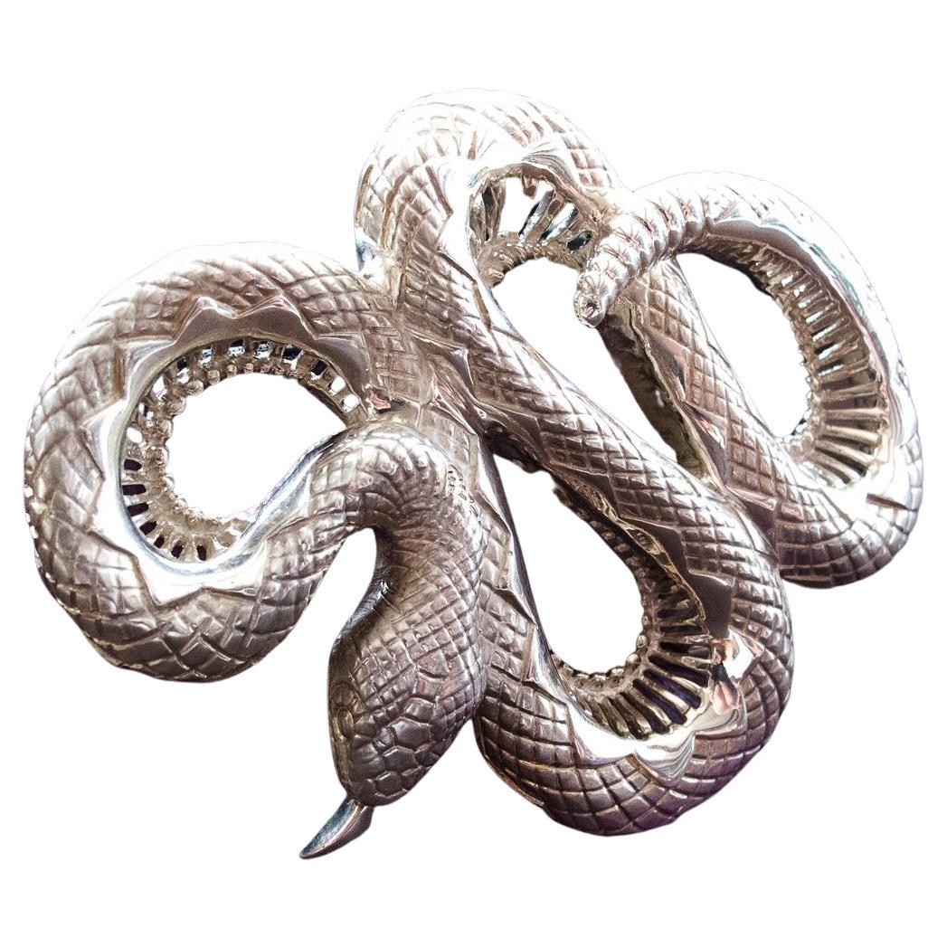 Large Sterling Silver Rattlesnake Belt Buckle by Ellie Thompson