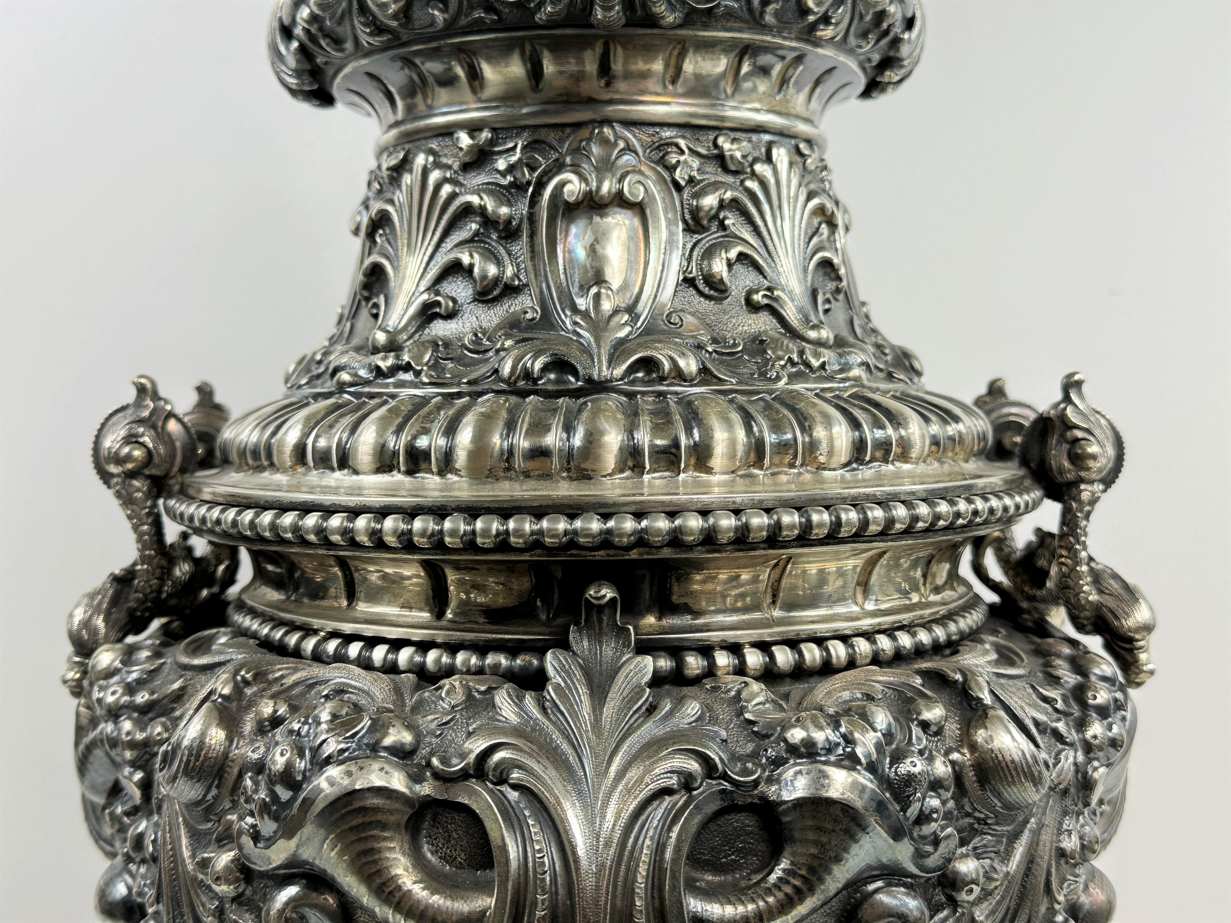 Large Sterling Silver Samovar 6.5kg In Good Condition For Sale In OŻARÓW MAZOWIECKI, 14