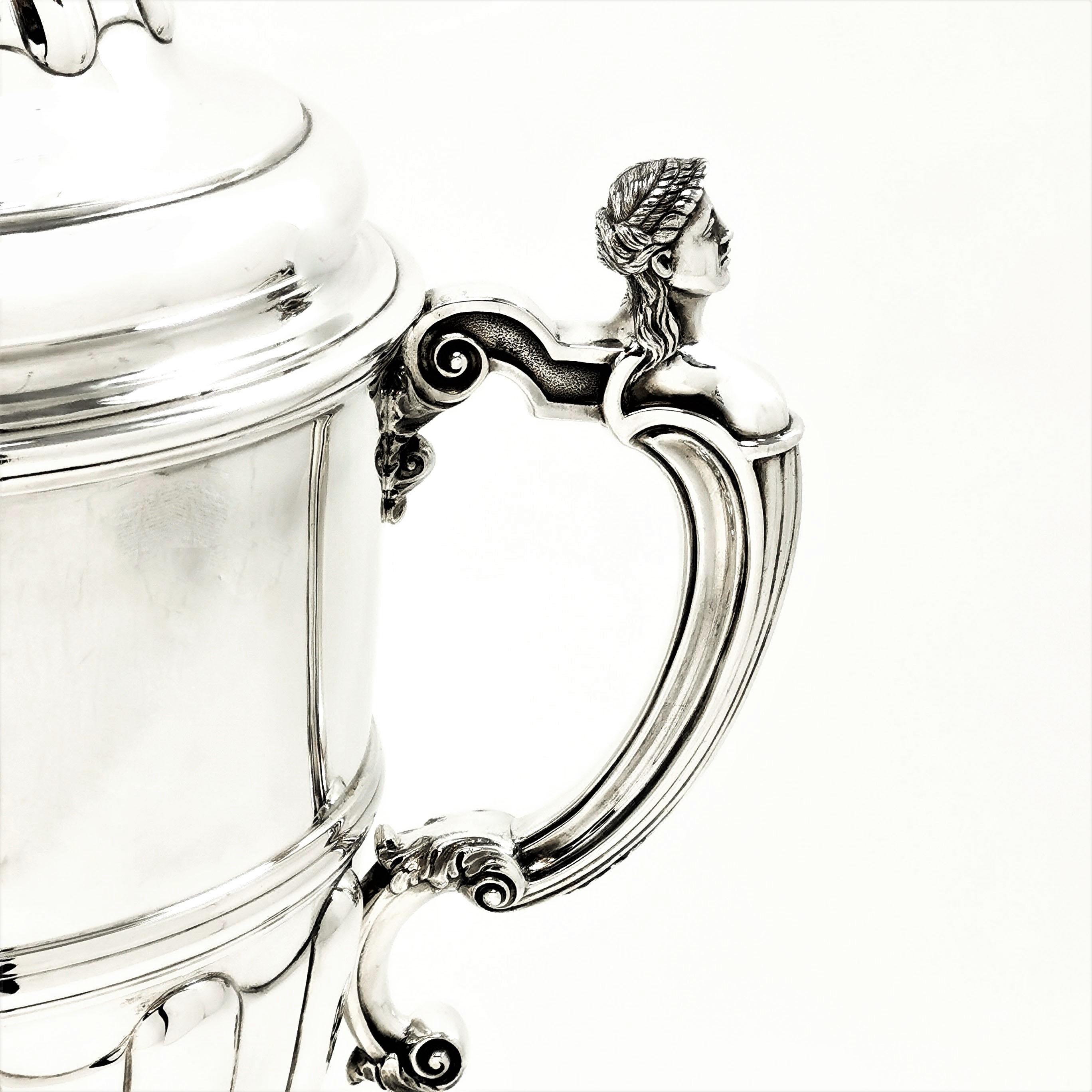 Large Sterling Silver Trophy Lidded Cup and Cover 1930 Champagne Cooler 1
