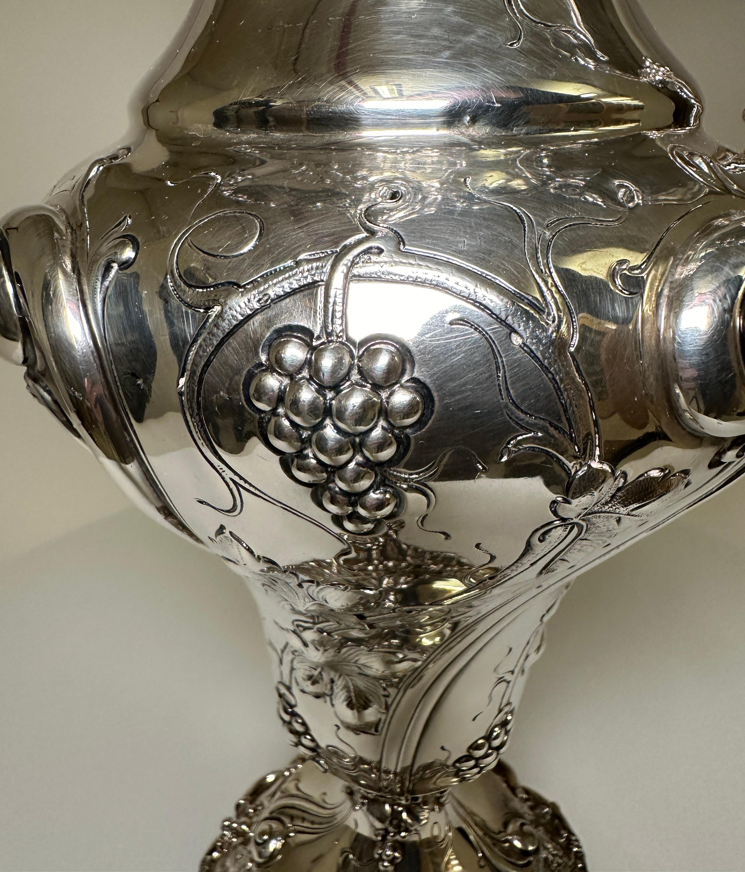 Large Sterling Silver Wine Pitcher, circa 1900 In Excellent Condition For Sale In New York, NY