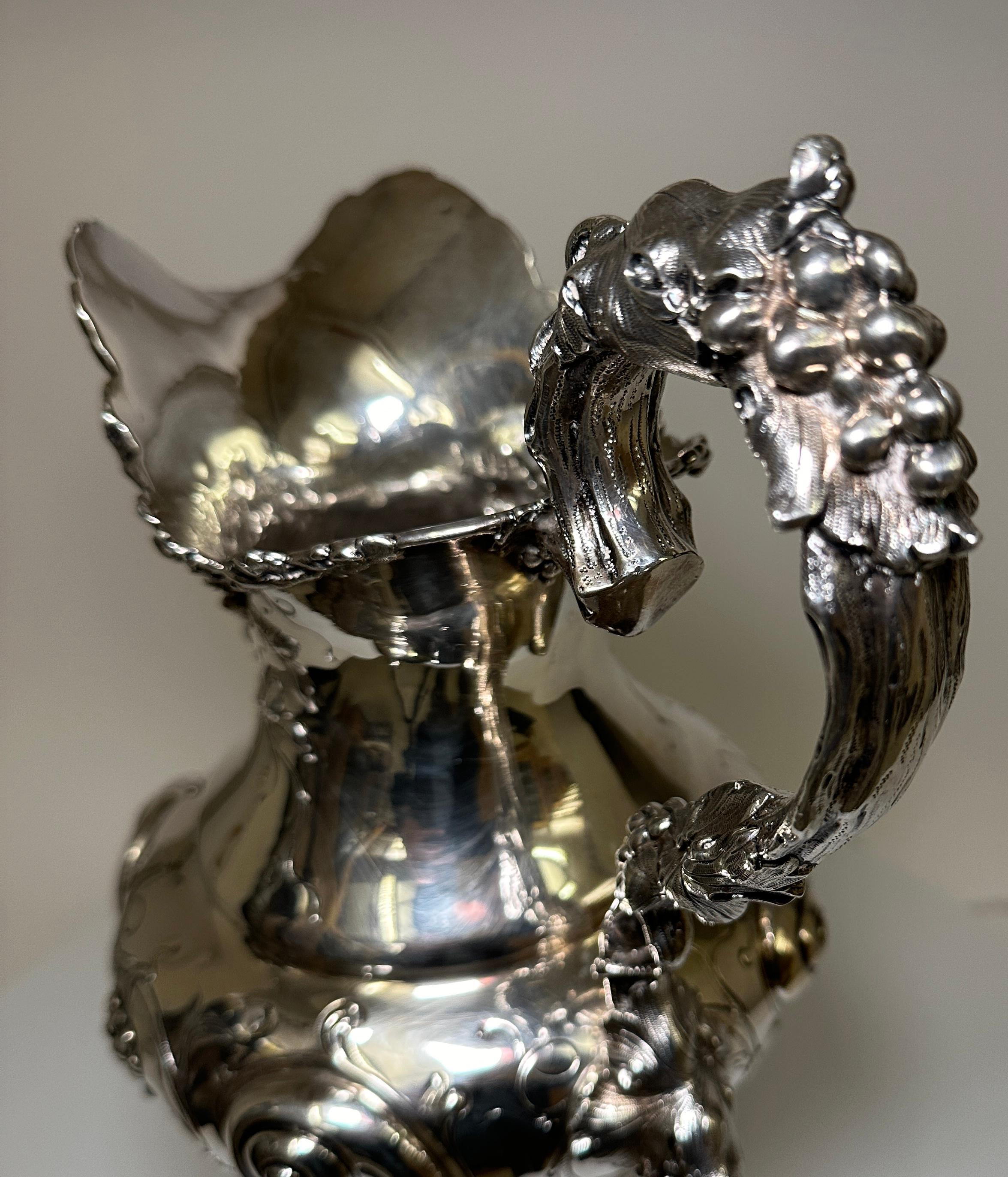 Early 20th Century Large Sterling Silver Wine Pitcher, circa 1900 For Sale