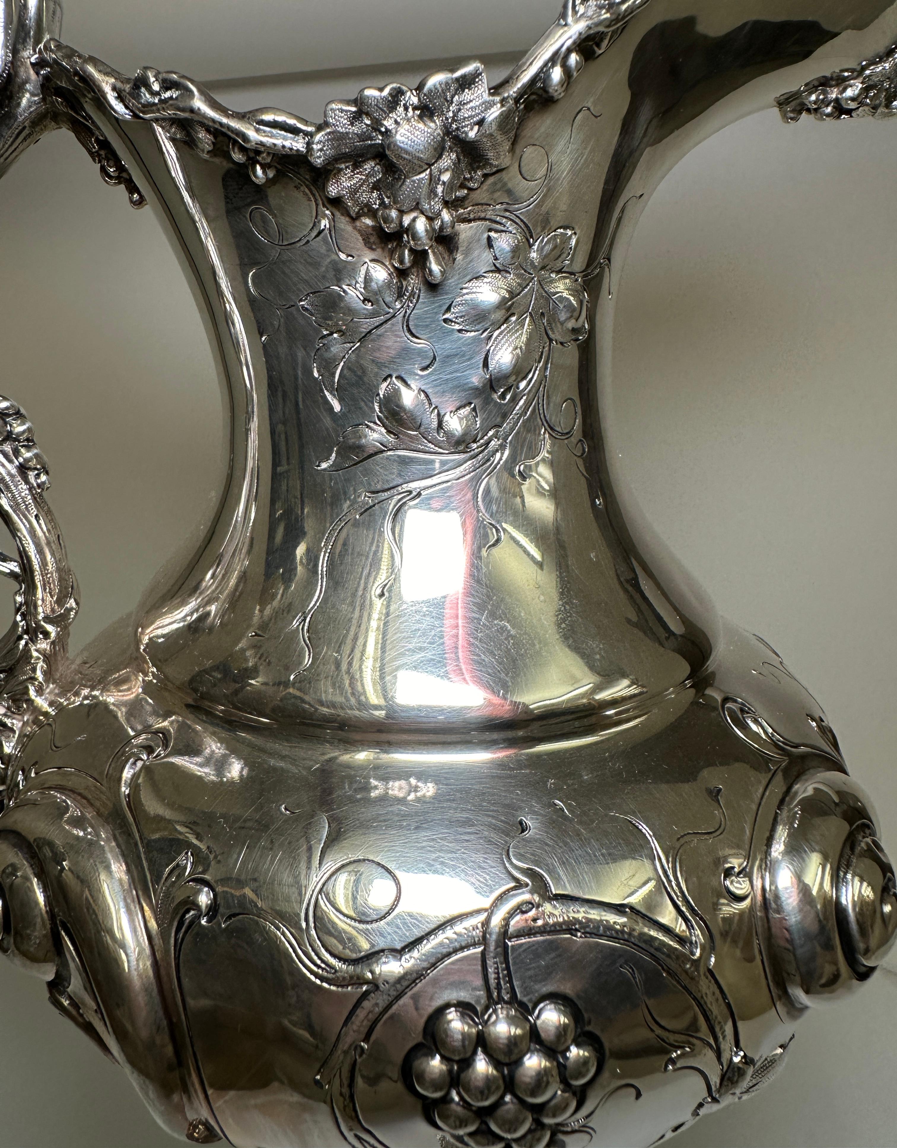 Large Sterling Silver Wine Pitcher, circa 1900 For Sale 2