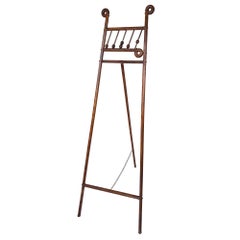 Large Stick and Ball English Victorian Campaign Floor Easel in Turned Wood 1900s