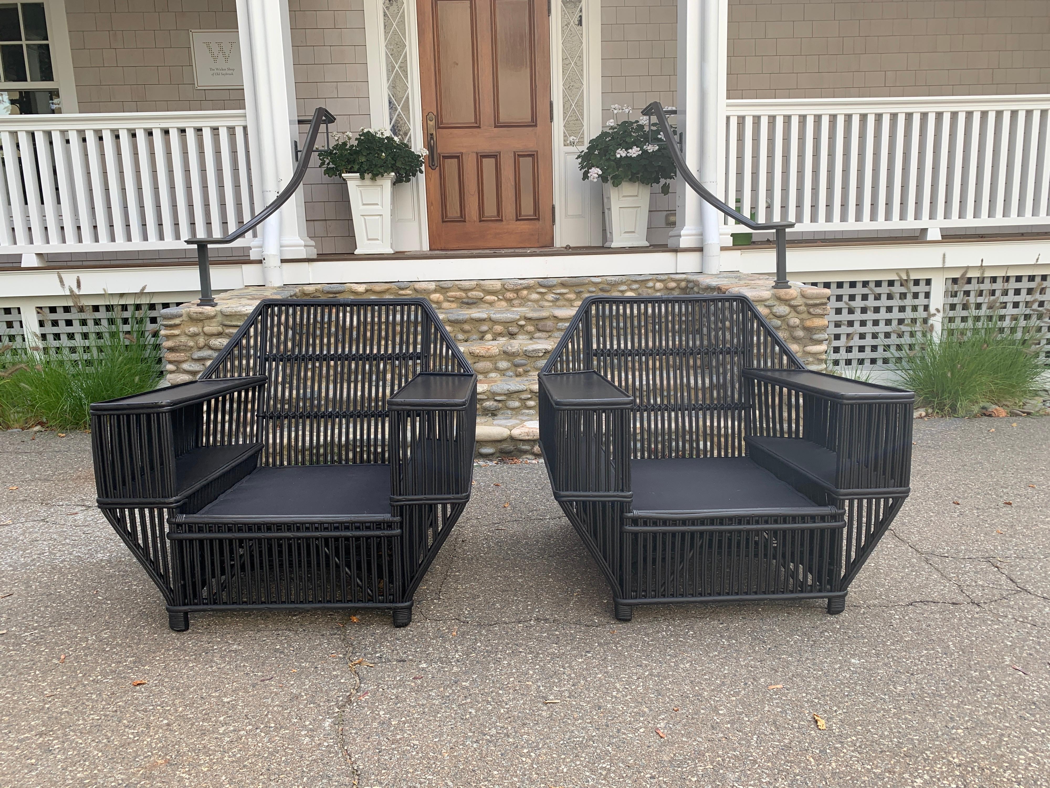 Large Stick Rattan Arm Chairs 5