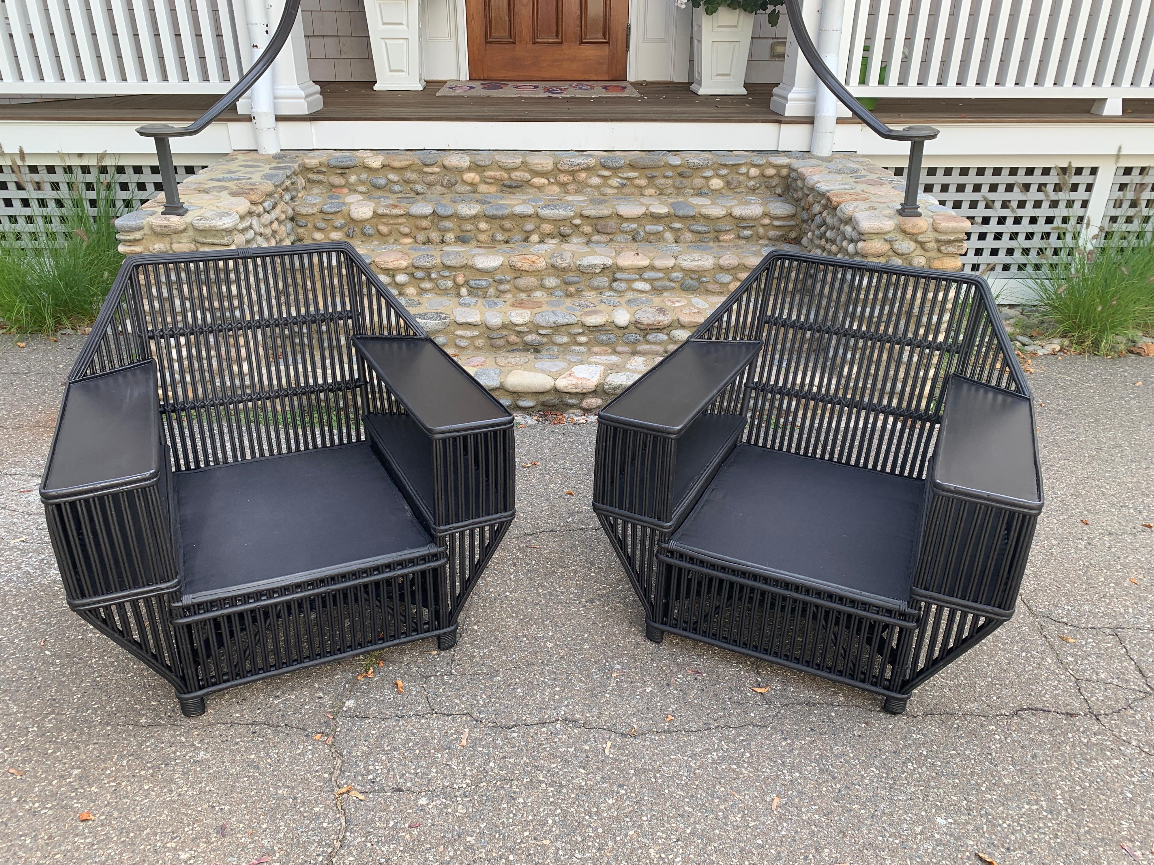 Adirondack Large Stick Rattan Arm Chairs