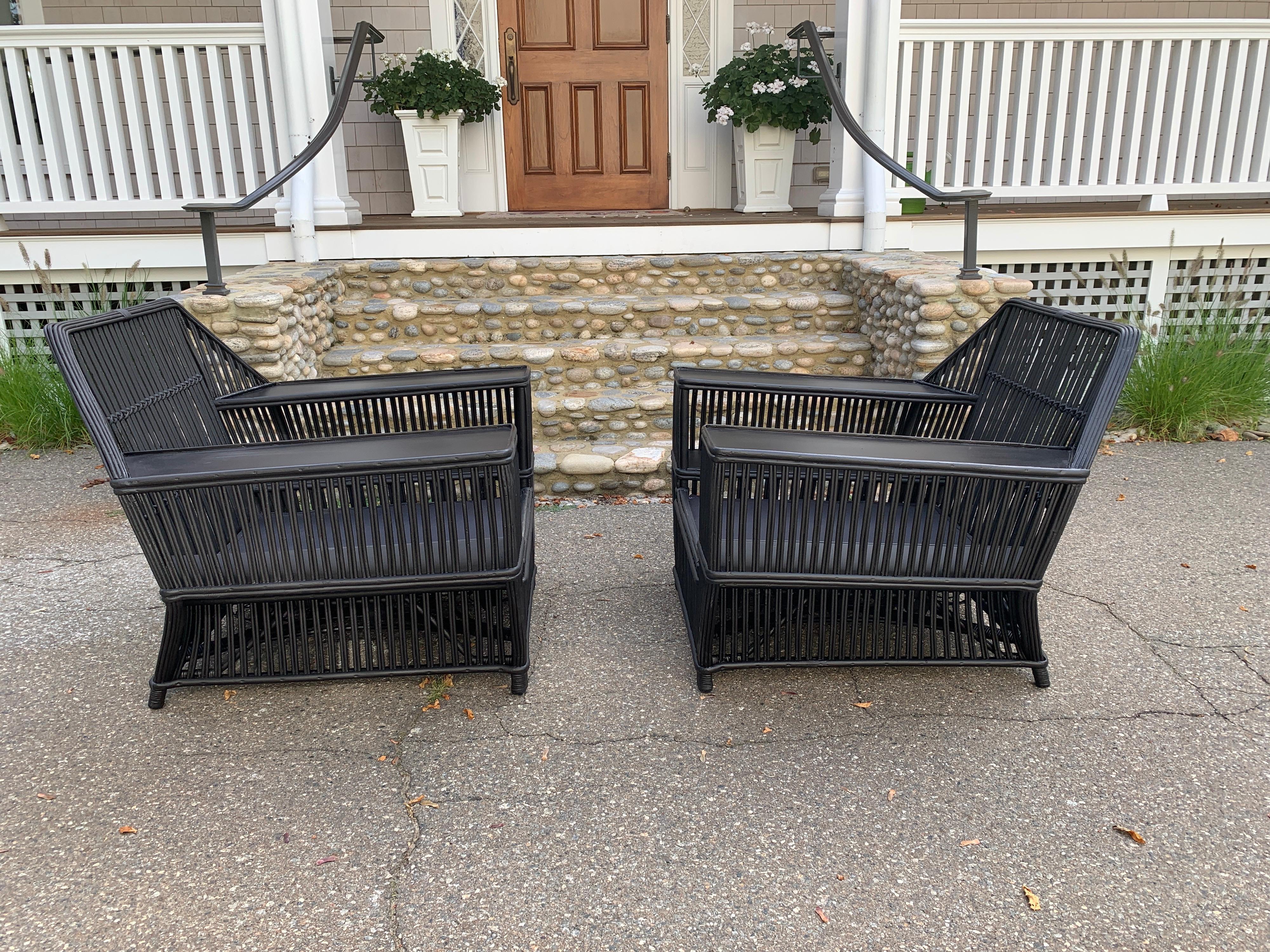 Large Stick Rattan Arm Chairs 2