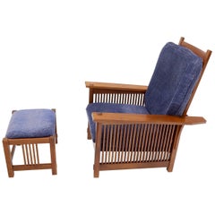 Large Stickley Cherry Reclining Chair and Ottoman