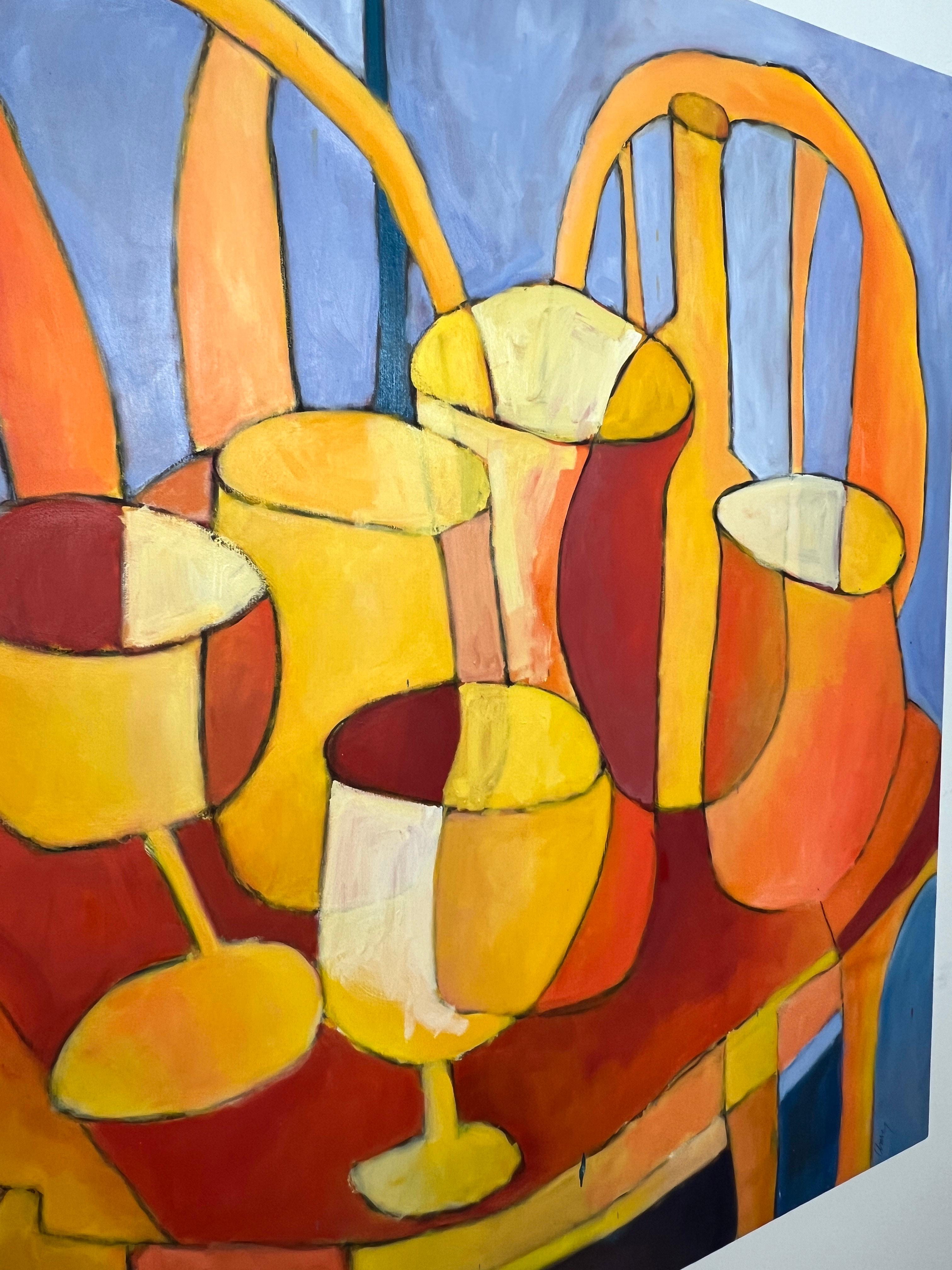 Post-Modern Large Still Life Canvas by Chase Bailey, Paris, France, d. 2003 For Sale