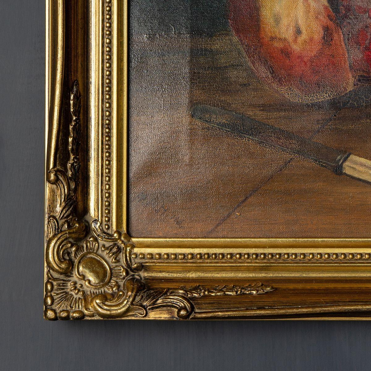 Großes antikes Stillleben mit Obst- und Tafelgeschirr, 19. Jahrhundert, Original 3
